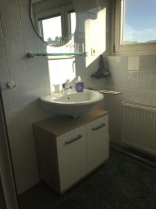 a bathroom with a sink and a mirror at Haus-Fechtig-Wohnung-Typ-C in Bonndorf im Schwarzwald