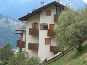 a house with balconies on the side of a hill at THE LITTLE NEST in Valdisotto