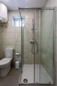 a bathroom with a shower and a toilet at Gospa 58 - 1 bedroom apt in Birżebbuġa