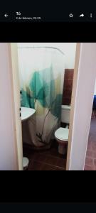 een badkamer met een toilet en een wastafel bij Magna in El Chalten