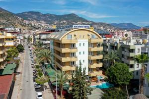 an aerial view of a city with buildings at Cleopatra Ada Apart in Alanya