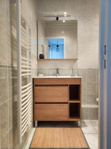 a bathroom with a sink and a mirror at studio meublé classé 2 étoiles - 30m² in Gréoux-les-Bains