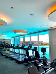 The fitness centre and/or fitness facilities at Ottomare Suites luxury apartment with pool with amazing view