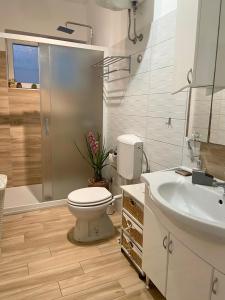 Koupelna v ubytování Apartmani Paula