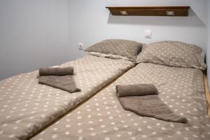 מיטה או מיטות בחדר ב-Outdoor Resort Pecka