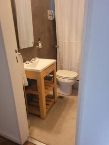 La salle de bains est pourvue d'un lavabo et de toilettes. dans l'établissement Recoleta Time, à Buenos Aires