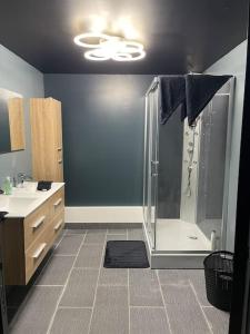 Koupelna v ubytování Logement entier : appartement jacuzzi spa