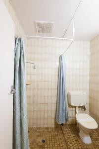 a bathroom with a toilet and a shower at Hospitality Port Hedland in Port Hedland