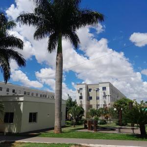 a palm tree in front of a building at 4 ESTAÇÕES - apto em condomínio - 2 quartos com ar condicionado in Campo Grande