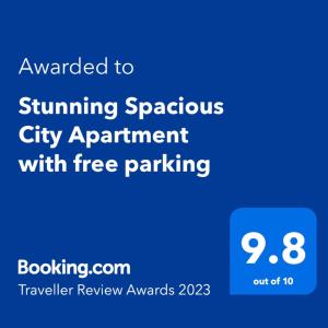 カーディフにあるStunning Spacious City Apartment with free parkingの携帯電話のスクリーンショット(テキストアワード付)