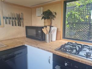 Majoituspaikan Kaiteriteri Tiny Home keittiö tai keittotila