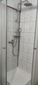 y baño con ducha. en Hotel Zimbru, en Cluj-Napoca