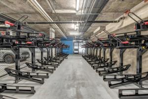 a row of wine racks in a wine cellar at Culver City 2br w gym lounge roof nr 405 LAX-1001 in Los Angeles