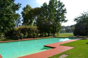 a swimming pool in a yard with grass and trees at Corte Ginepro in Roncoferraro