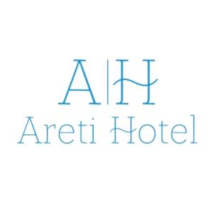a sign for an americanated hotel with the words alf hotel at Hotel Areti in Aegina Town