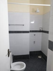 a bathroom with a toilet and a shower at Nash Issah Homes-1BedRoom in Nakuru