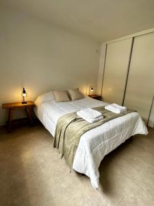 Кровать или кровати в номере Hualpa Apartments - G Cruz Mendoza