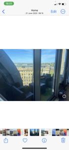 two pictures of a window on a bus at Shared with Host Lister Pods Executive Penthouse in Bradford