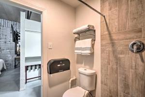a bathroom with a toilet and a shower at Laredo Vacation Rental Near Tourist Attractions! in Laredo