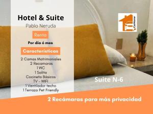 - un lit à baldaquin avec une liste de prix dans l'établissement Htl & Suites Neruda, ubicación, limpieza, facturamos, à Colima