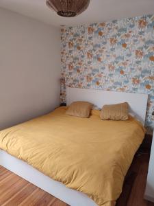 un letto con due cuscini sopra in una camera da letto di Le loft a Nizza