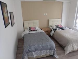 1 Schlafzimmer mit 2 Betten in einem Zimmer in der Unterkunft happymodernhouse konforlu evimiz in Marmaris