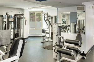 a gym with several treadmills and machines at BackBay Center Lux 2BR 2BA condo in Boston