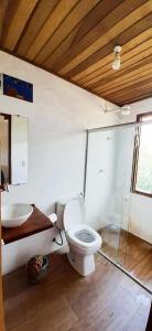 馬勞的住宿－Morada Luz das Estrelas Barra Grande，一间带卫生间和水槽的浴室