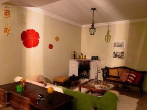 uma sala de estar com um sofá e uma lareira em Espaço gourmet e home-office na Granja em São Paulo