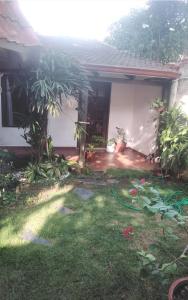 a garden outside a house with a hose at cabaña de ensueño in Santa Cruz de la Sierra