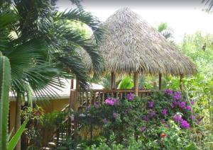 a garden with a gazebo and flowers at Casa Sammie: True Costa Rica in Tarcoles