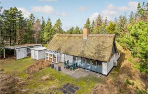 uma vista superior de uma casa com um telhado de palha em 4 Bedroom Lovely Home In Blvand em Blåvand