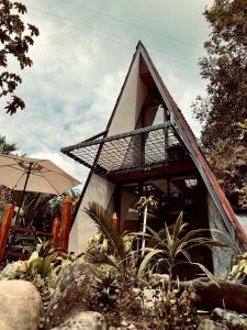 a small house with a thatched roof at Glamping Salento in Salento