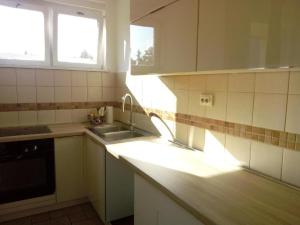 a small kitchen with a sink and a window at Apartment Palas in Banja Luka