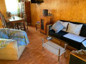 - un salon avec un canapé et une table dans l'établissement CABAÑA RURAL PICHIDANGUI, à Pichidangui