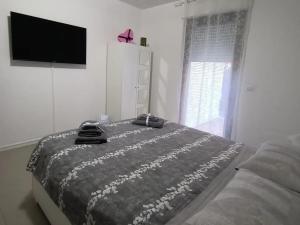 a bedroom with a bed with a television on the wall at B&B Villa Ginestra in Pescara