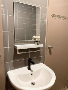 a bathroom with a sink and a mirror at Homestay Balik Pulau 2.0 3BedRoom in Balik Pulau