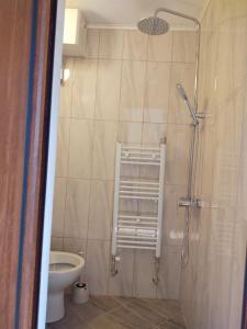 y baño con ducha y aseo. en Apartment Domino, en Belogradchik