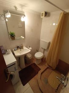 a small bathroom with a toilet and a sink at Sofia-Marina Guest House in Xanthi