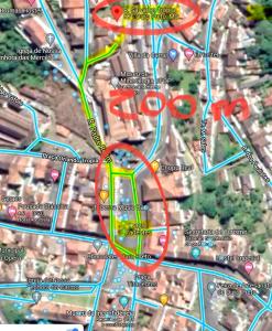 a map of a city with red at Casa charmosa no Centro Histórico com garagem in Ouro Preto