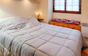 a bedroom with a large white bed and a window at Beautiful Apartment In Grandcamp-Maisy in Grandcamp-Maisy