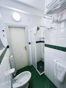 a bathroom with a toilet and a shower at Hotel Rosetta in Ischia