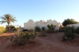dom w środku pustyni z roślinami w obiekcie Villa Naïa Domaine Béluga Bounouma kerkennah w mieście Safakis