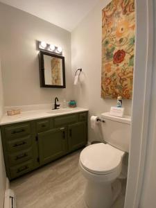 a bathroom with a white toilet and a sink at Mexico Point Ranch in Mexico