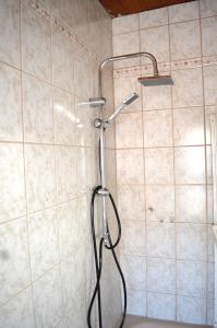 een douche met een douchekop in de badkamer bij 4N Appartement in Eupen