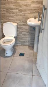 a bathroom with a toilet and a sink at Casa completa tipo campo. a 50 km de la capital Federal in General Rodríguez