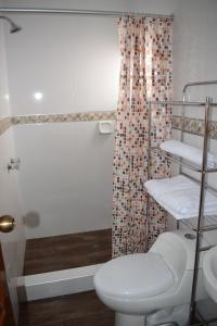 uma casa de banho com um WC e um chuveiro em Casa Pablo em Cajamarca