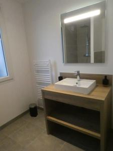 a bathroom with a sink and a mirror at Manava in Claveyson