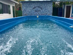 a pool of water in front of a house at Hostal Paraiso Minca in Minca