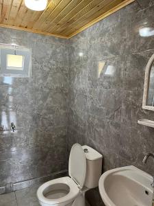 ein Bad mit einem WC und einem Waschbecken in der Unterkunft Silahcılar apart pansiyon in Kumluca